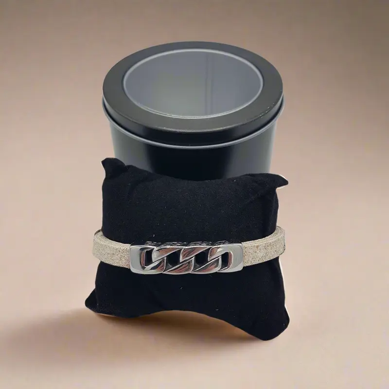 Bracciale Uomo Stone Elegance in Sughero e Acciaio – Elegante Accessorio Naturale