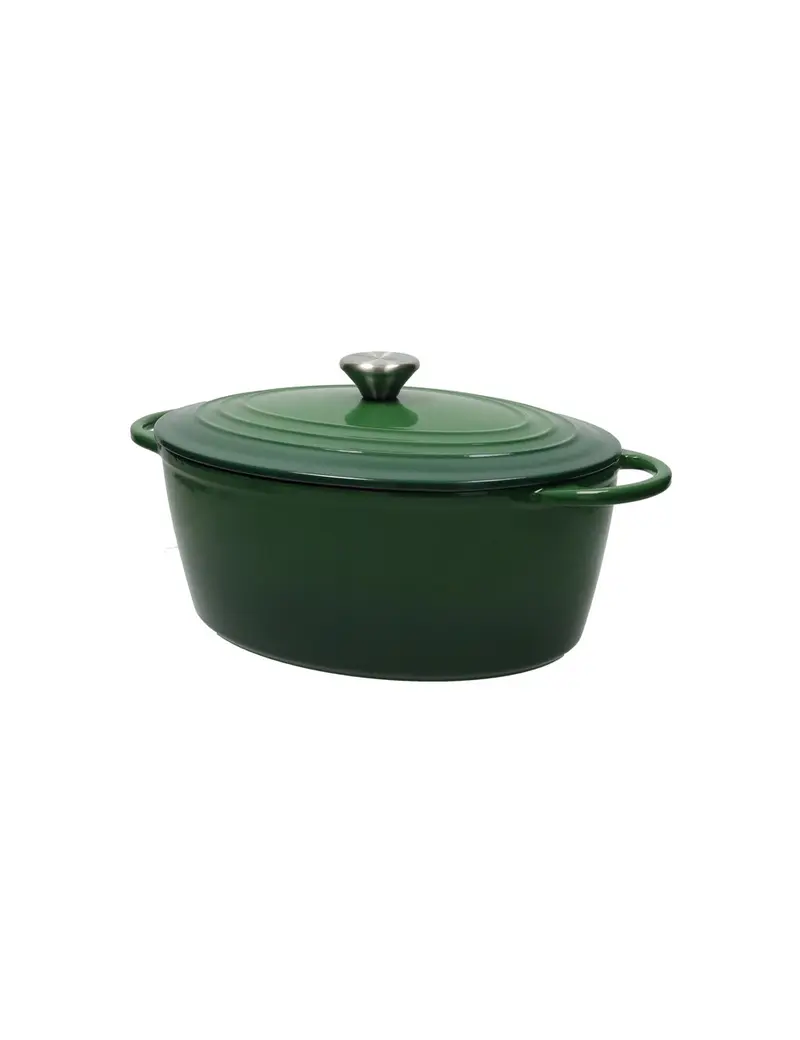 BRANDANI - CASSERUOLA OVALE IN GHISA SMALTATA 5 LITRI COLORE VERDE