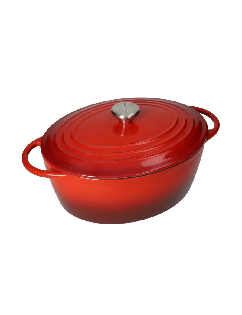 BRANDANI - CASSERUOLA OVALE IN GHISA SMALTATA 5 LITRI ROSSA