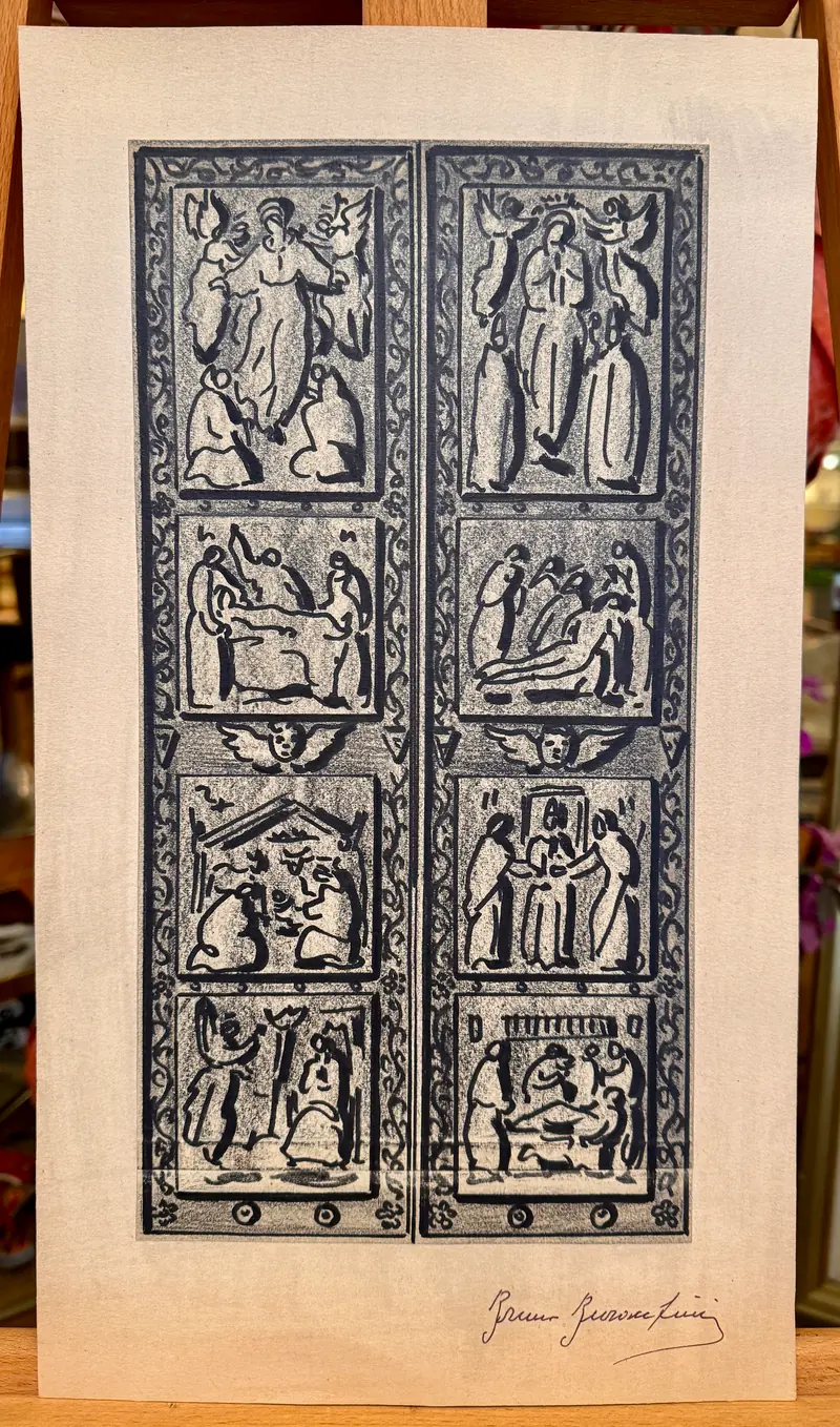 Bruno Buracchini – “Studio per porte (2)" – tecnica mista su carta – 1970 ca