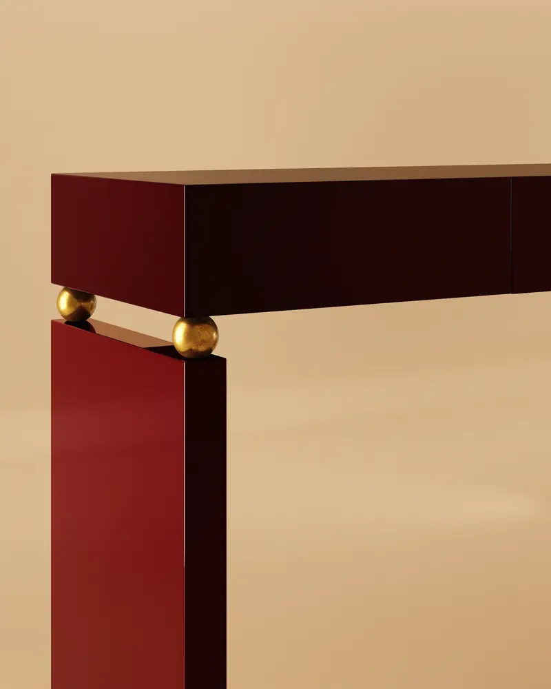 Burgundy Lacquer Consolle Table by Giuseppe Porcelli, GP02B
