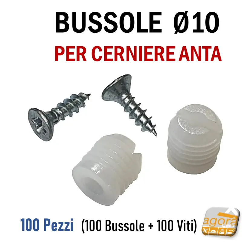 BUSSOLE NYLON ESPANSIONE D 10x11 FISSAGGIO CERNIERE ANTA MOBILE BOCCOLA Ø10 TEFLON