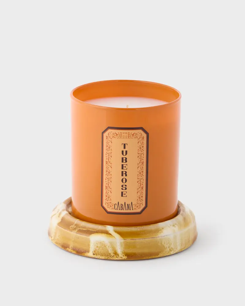 Cabana Candle & Marbled Candle Holder Set