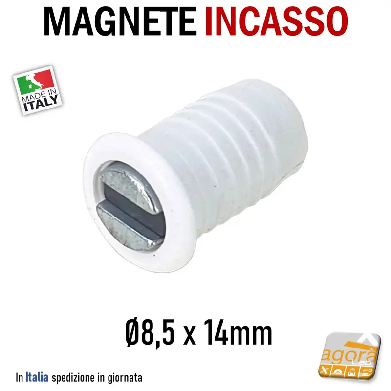 CALAMITA PER MOBILI MAGNETE INCASSO TONDO D9X14 BIANCO 10PZ