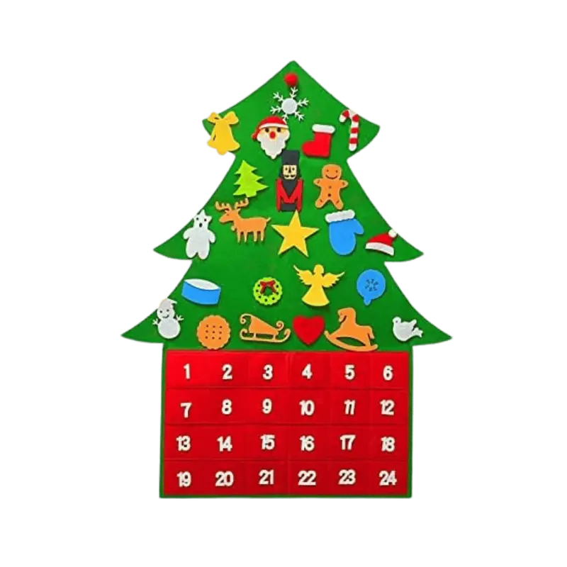 Calendario dell'Avvento Albero di Natale in Feltro per Bambini Decorazione Natalizia