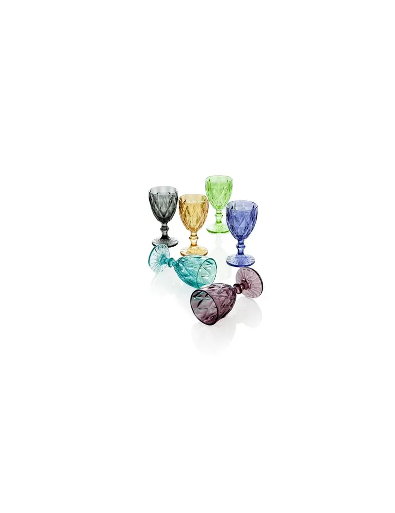 CALICE DIAMANTE COLORI ASSORTITI SET 6PZ VETRO