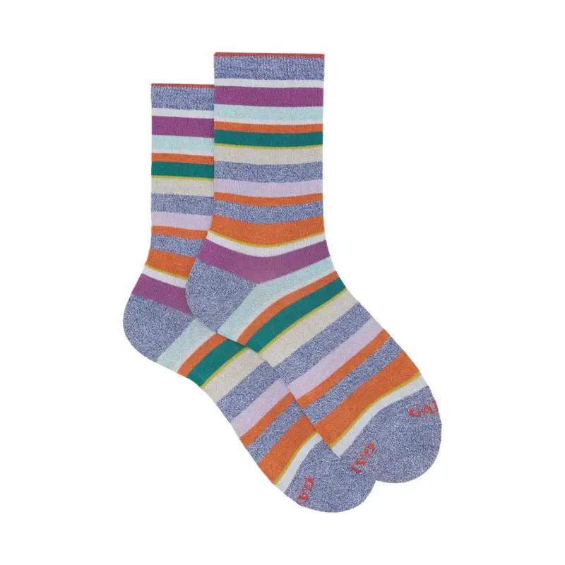 Calzino corto donna in cotone leggero Riga Multicolor lurex