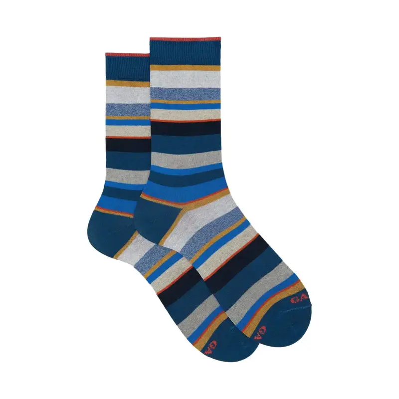 Calzino corto uomo in fantasia Riga Multicolor in cotone leggero