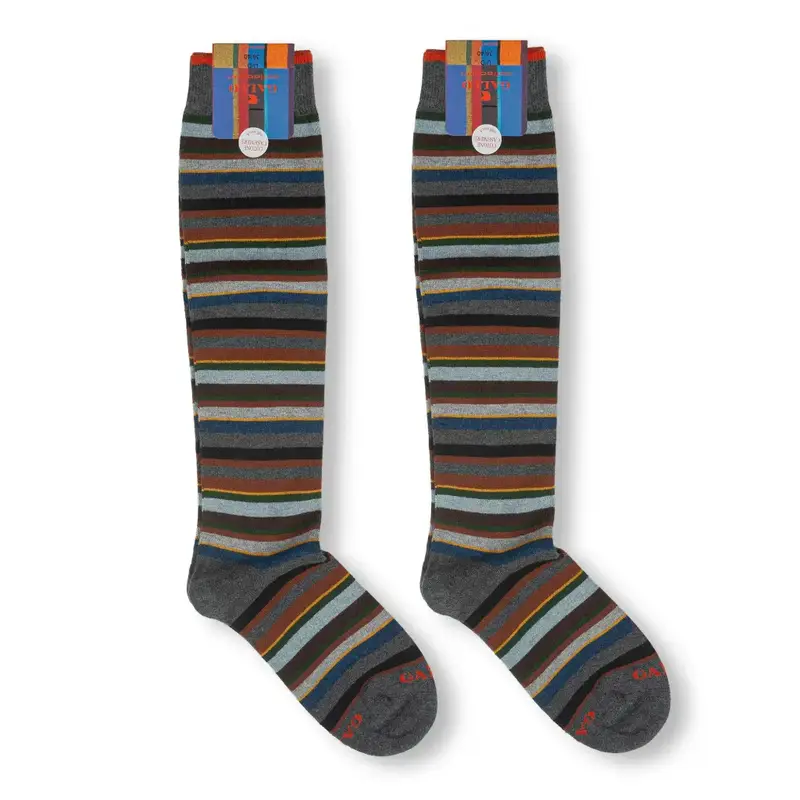 Calzino lungo donna in caldo cotone e Cashmere in fantasia Righe Multicolor | Gallo