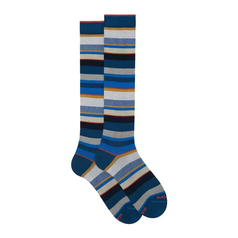 Calzino lungo uomo in cotone leggero Righe Multicolor