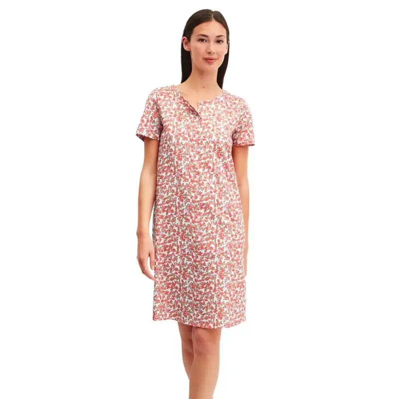 Camicia da notte a serafino a mezza manica in cotone leggero Flower Nights | Calida
