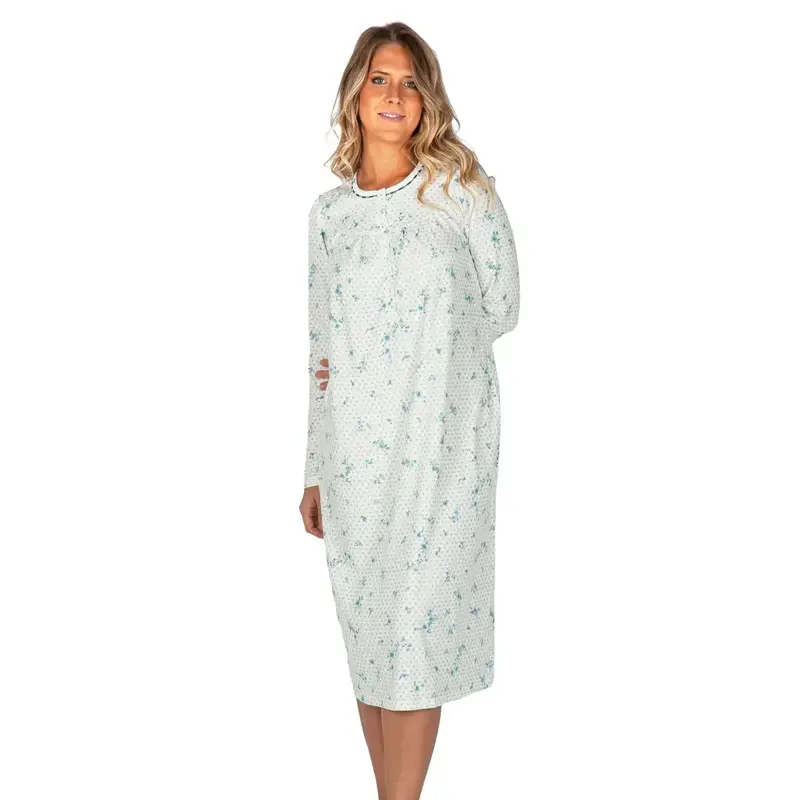 CAMICIA DA NOTTE A SERAFINO CON SPRONE A MANICA LUNGA IN FANTASIA IN CALDO COTONE INTERLOCK | LINCLALOR