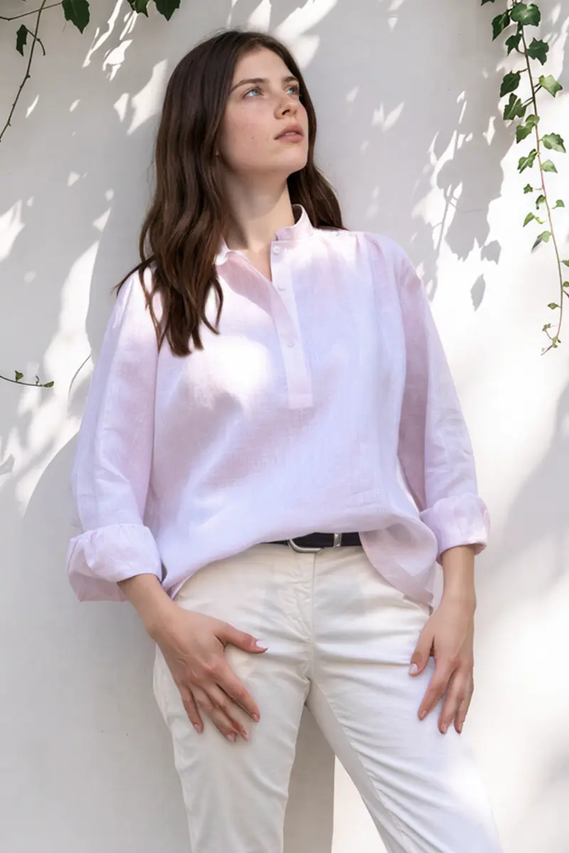CAMICIA DALIA in lino rosa chiaro
