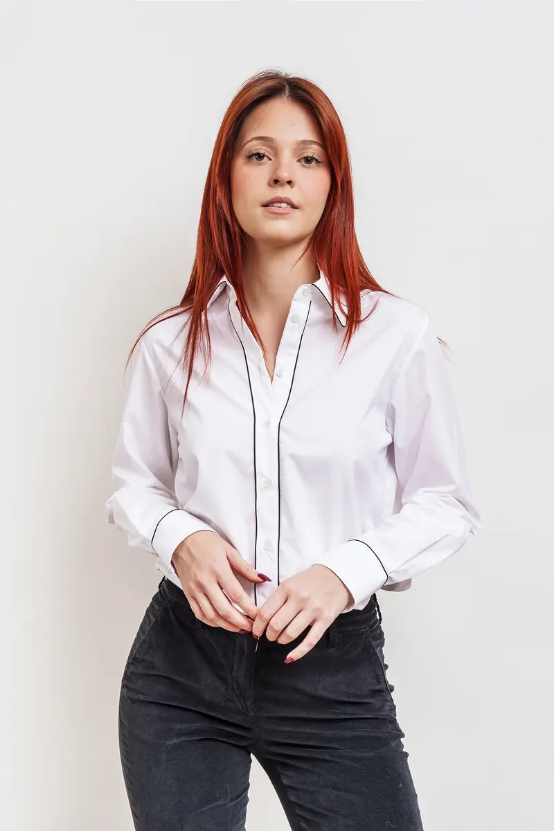 CAMICIA PIPING nero