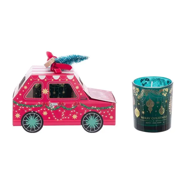 CANDELA PROFUMATA CON BOX REGALO CHRISTMAS CAR