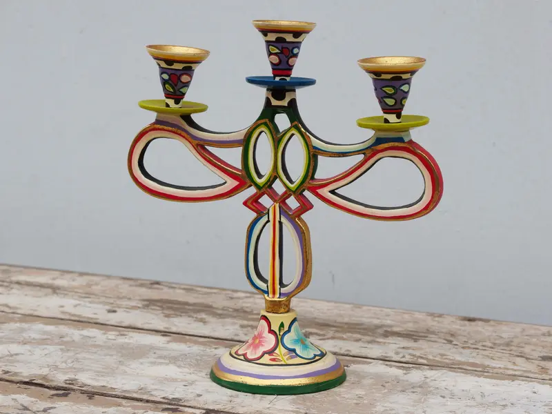 Candelabro in legno dipinto cod.CAND3