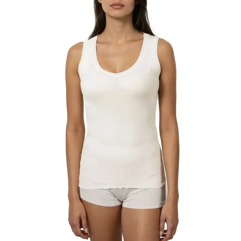 Canottiera sottogiacca donna scollata a V con tulle a costina in Modal e Cashmere di Mariotti Lab