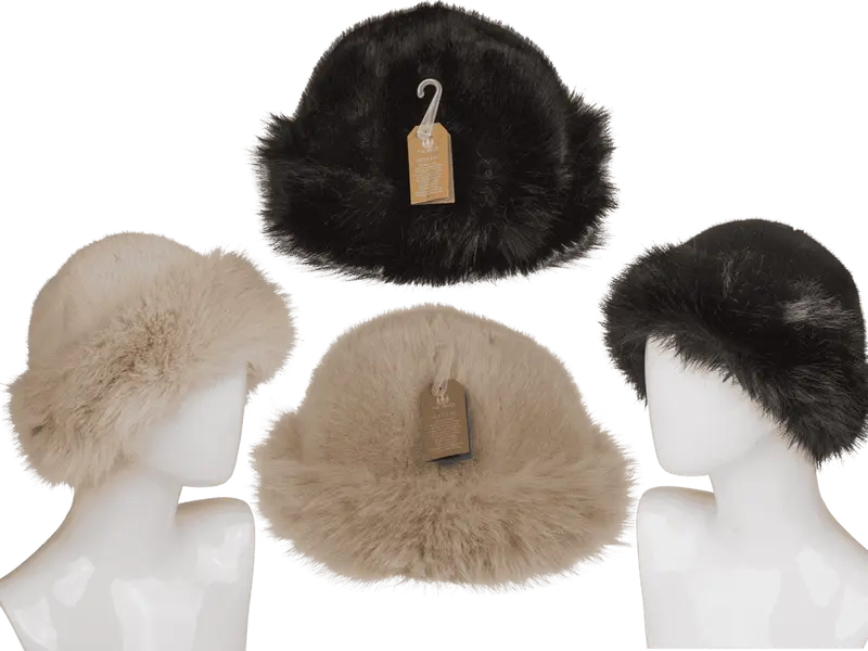 CAPPELLO INVERNALE DA DONNA IN PELLICCIA SINTETICA, TAGLIA U