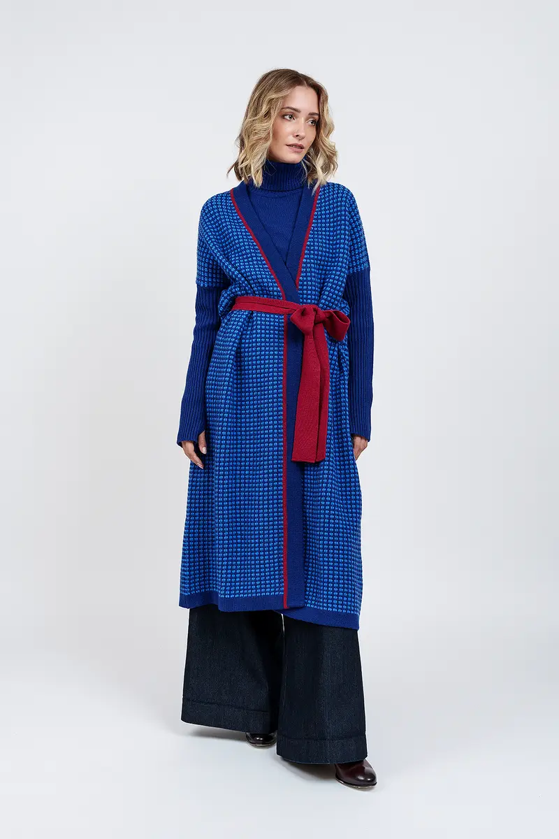 CAPPOTTO IN LANA E CASHMERE blu, bluette e bordeaux