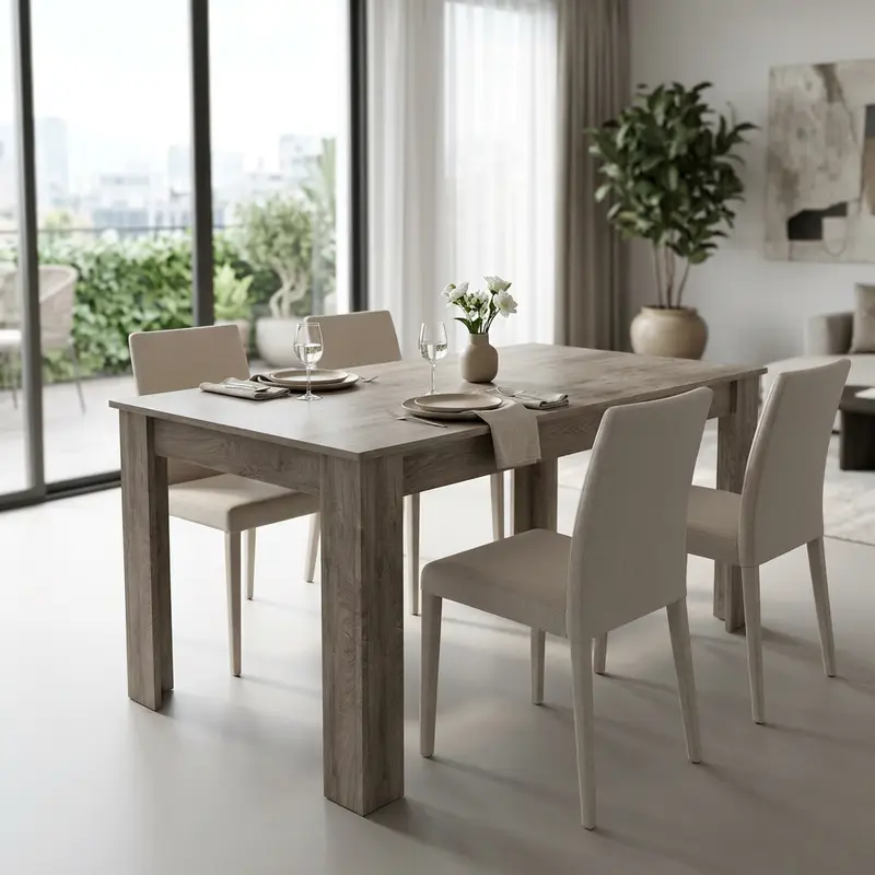 Caprio - tavolo fisso in truciolare rovere grigio taupe