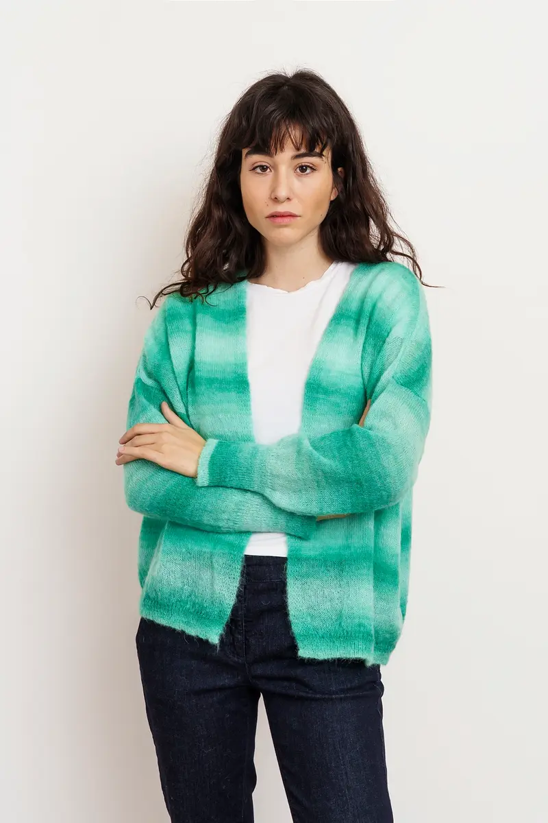CARDIGAN NUVOLA - verde sfumato
