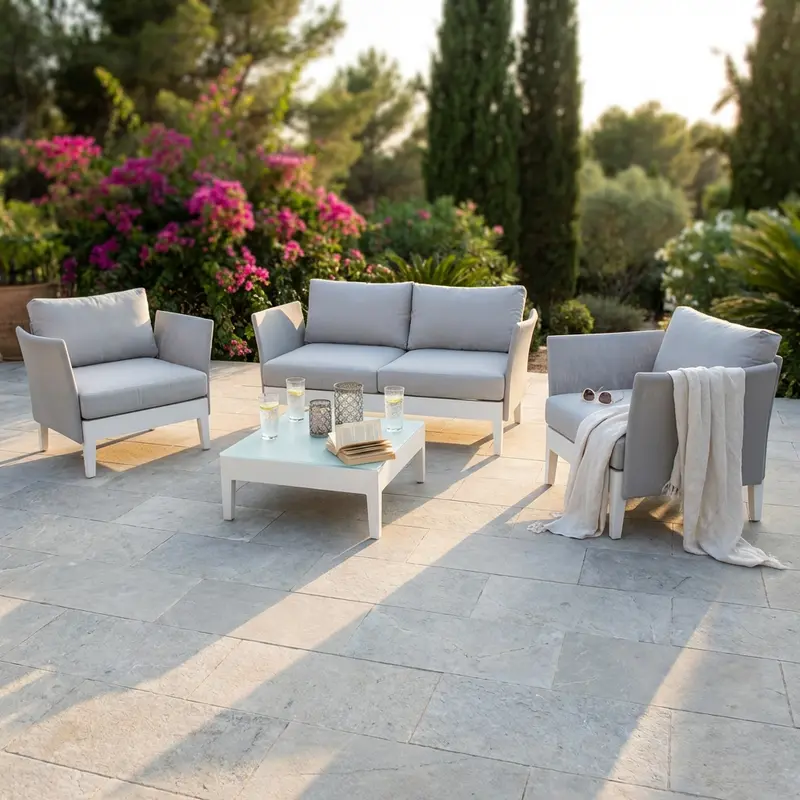 Carlo - salotto 2 posti in alluminio bianco grigio