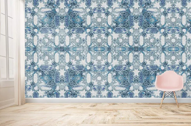 Carta da parati "Blu shades" effetto mosaico. Sicilian design.