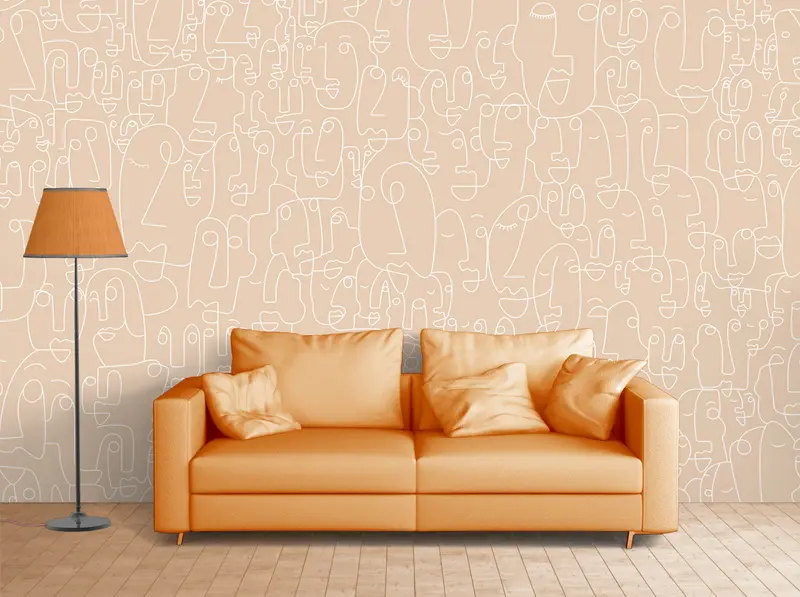 Carta da parati "Face Line". New Abstract Style Design. (Sand- sabbia)