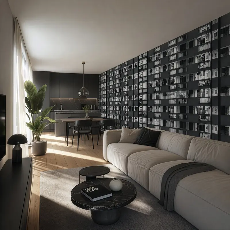 Carta da Parati "Palazzi" – Bianco e Nero