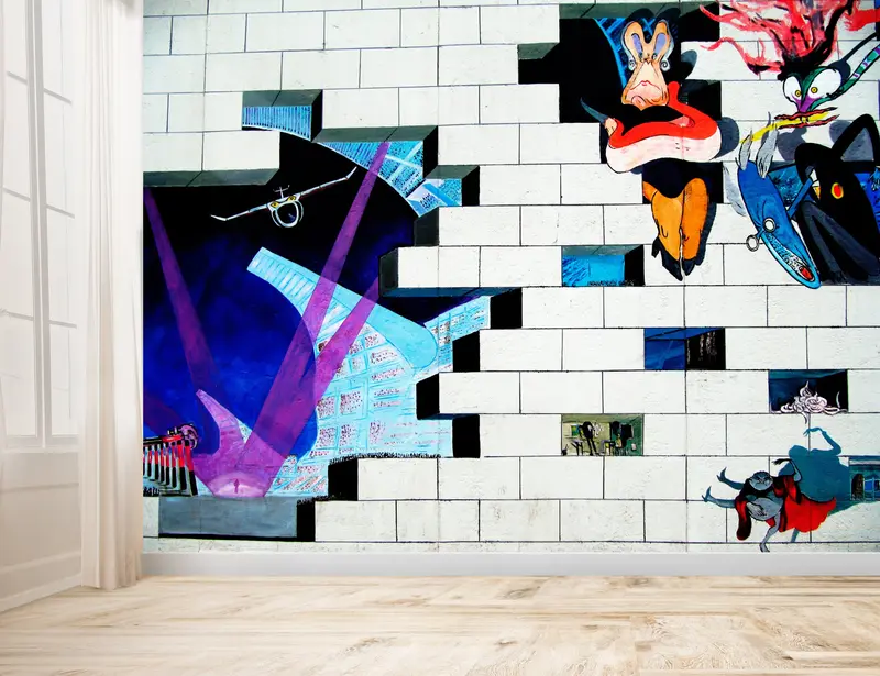 Carta da parati "Pink Floyd" Surrealistic murales design, 3D effect.