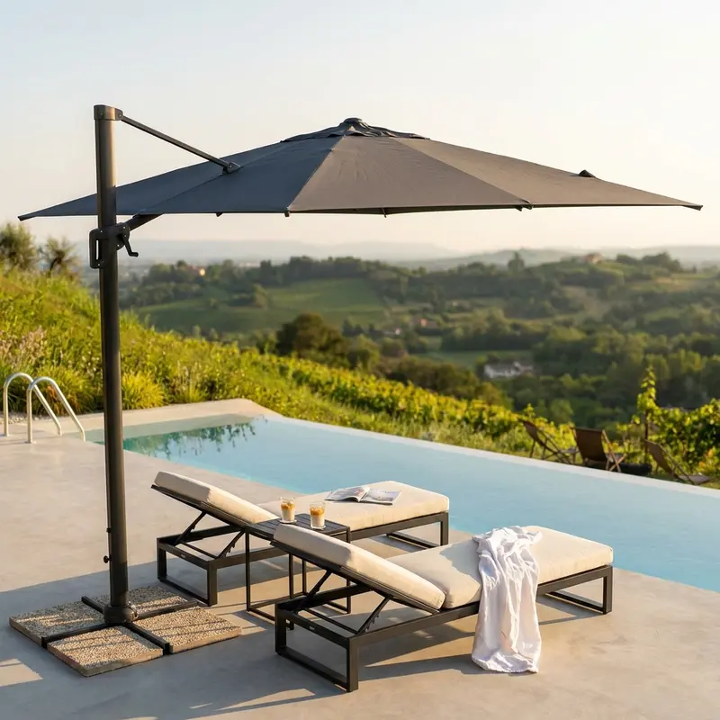 Caspio - ombrellone laterale antracite 4 x 4 m