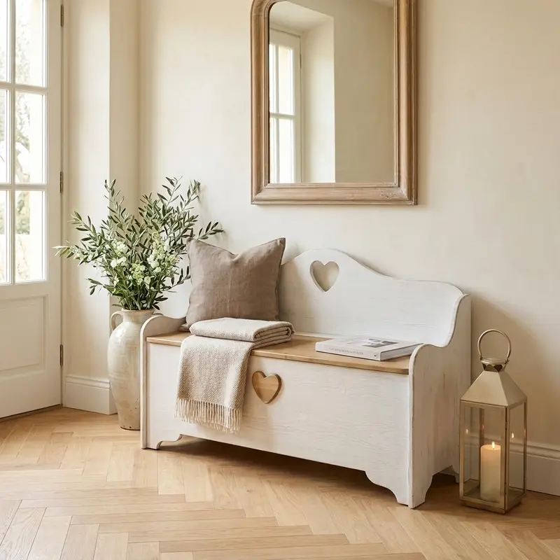 Cassapanca - CUORE&CUORE bianco shabby seduta legno