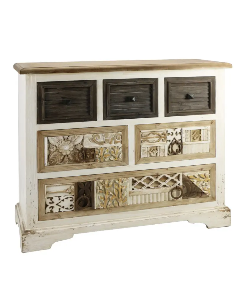 CASSETTIERA INTARSIO LEGNO DI ABETE/MDF