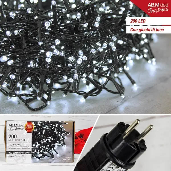 CATENA LUMINOSA LED 200L. BIANCO MT.10 3 31V/3,6W EST/INT
