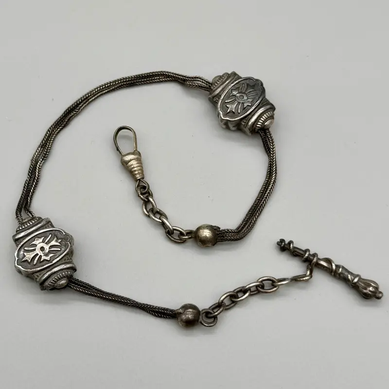 Catena orologio tasca argento Vittoriana Regno Unito fine XIX sec.