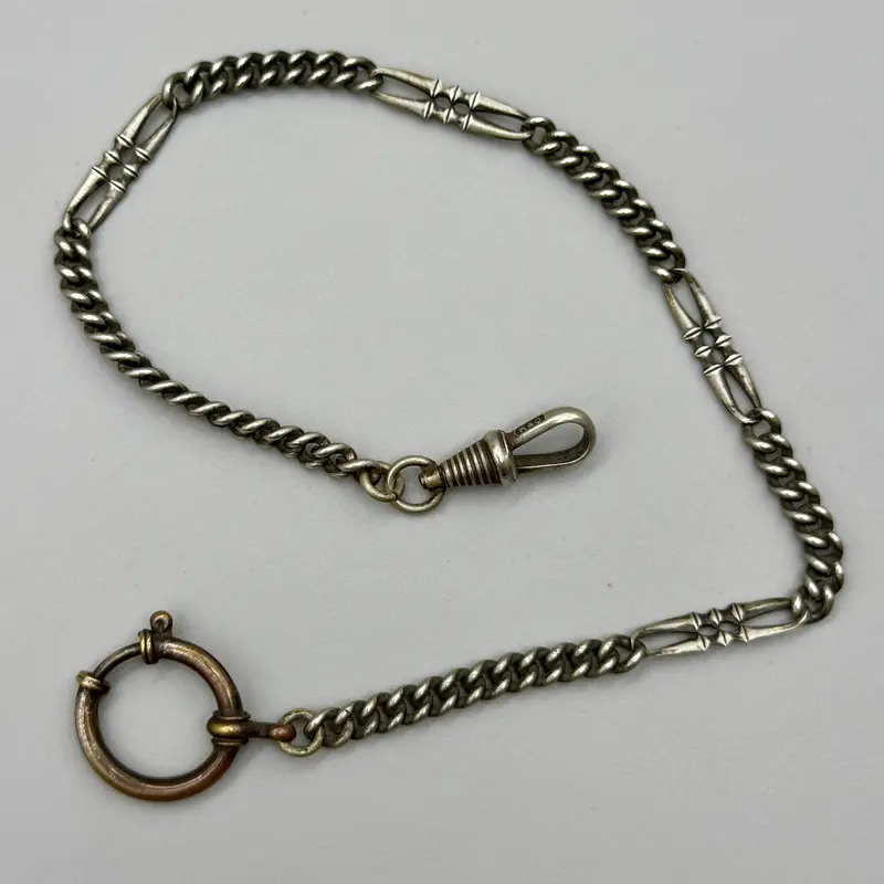 Catena orologio tasca metallo decorata Germania 1930 ca
