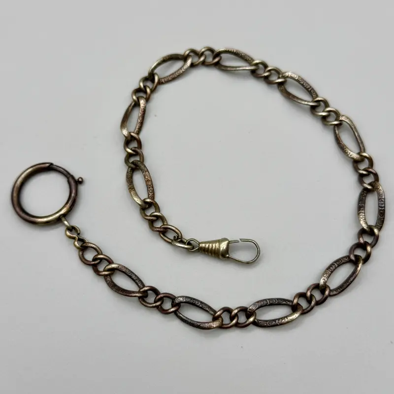 Catena orologio tasca metallo maglie ovali decorate Francia 1930 ca