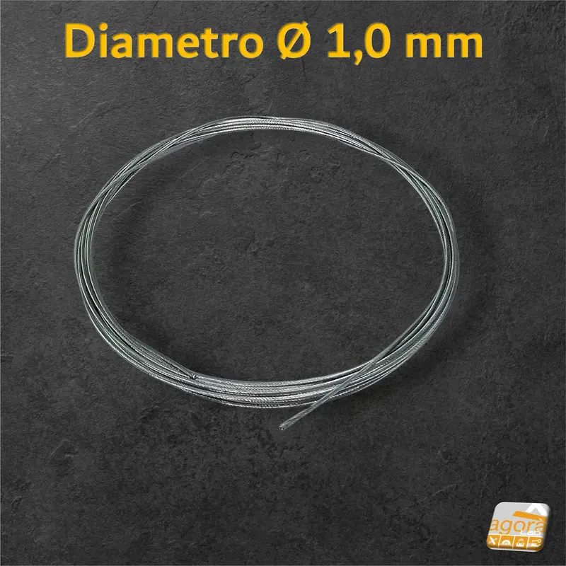 CAVO FUNE ACCIAIO INTRECCIATO ZINCATO DIAM.1,0MM L300CM CORDA FILO ACCIAIO