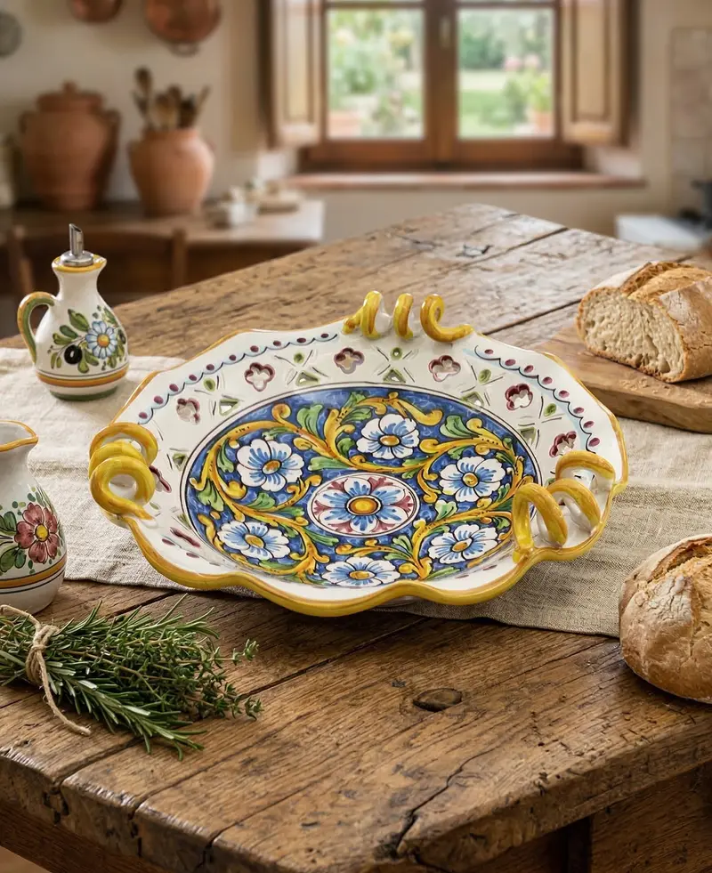 Centrotavola grande in ceramica decorata a mano da ceramisti siciliani barocco art 6