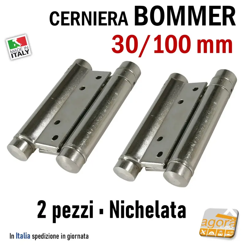 Cerniera Bommer 30 100mm Doppia Azione a Molla Nichelata per Porte (2 pz)
