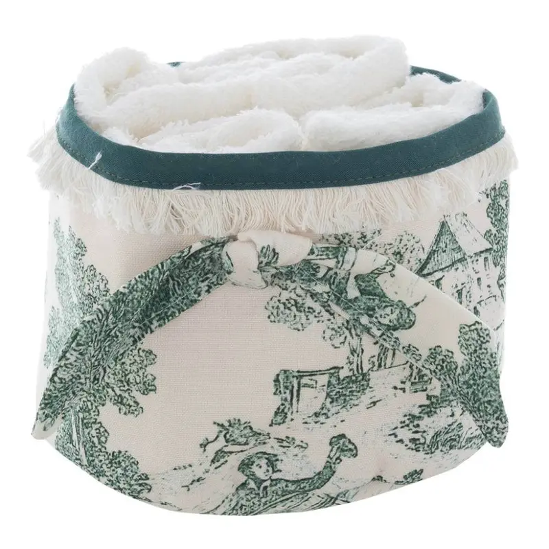 Cestino lavette Toile De Jouy verde