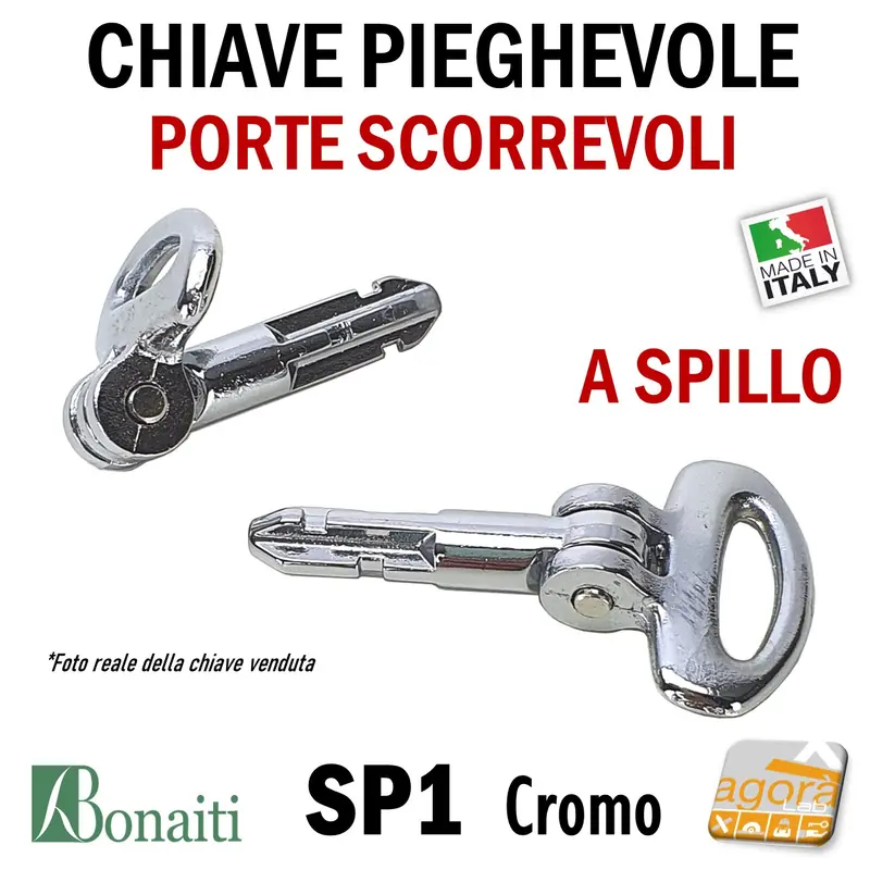 CHIAVE PIEGHEVOLE SNODATA A SPILLO X SERRATURE A GANCIO X PORTE SCORREVOLI BONAITI SP1 CR