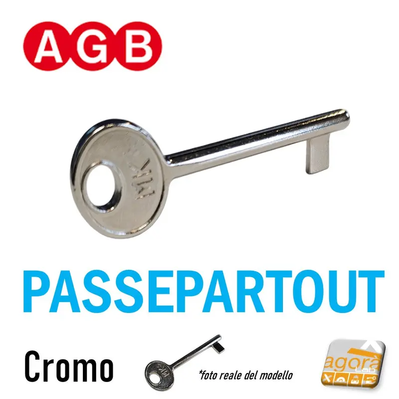 CHIAVE X SERRATURA PORTA INTERNA AGB PATENT PASSEPARTOUT CROMO CHIAVI PASSPARTU