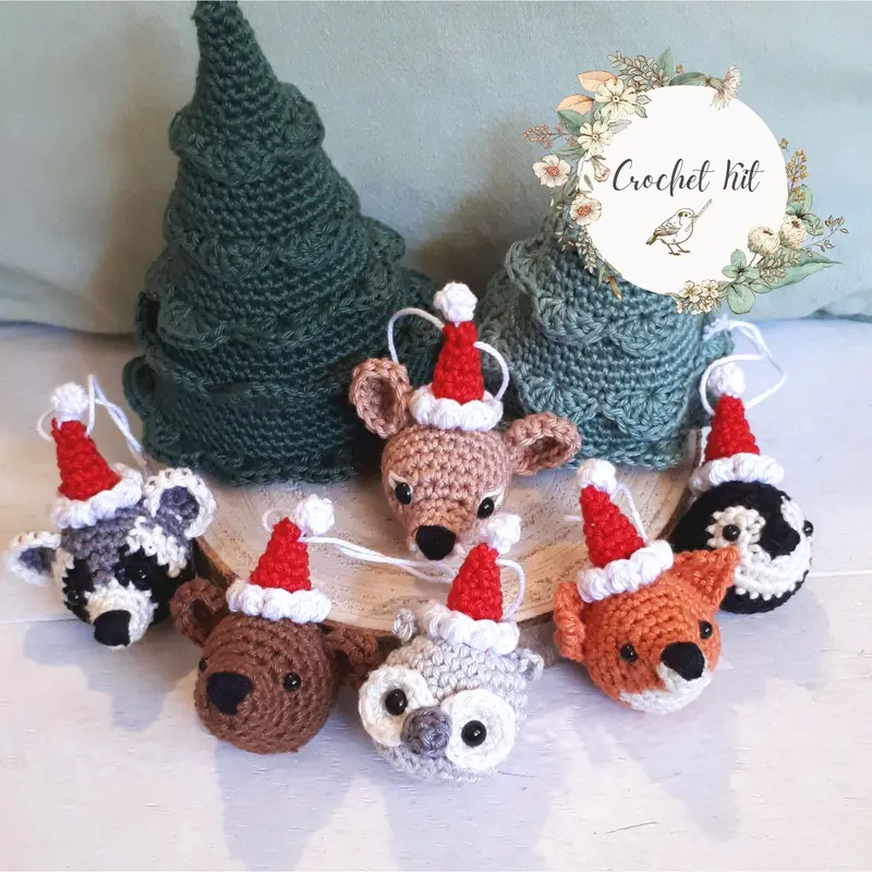 Christmas Animal Crochet Kit – 6 DIY Ornaments
