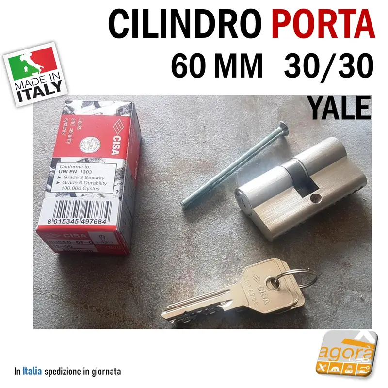 CILINDRO YALE PER PORTA EUROCILINDRO PER SERRATURE PORTA 60mm 30/30