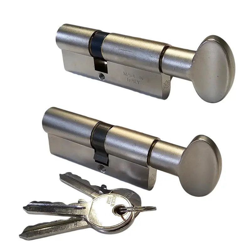 CILINDRO YALE PER PORTA POMOLO EUROCILINDRO PER SERRATURE PORTA 74mm 30/40 NICHELATO ROSETTA