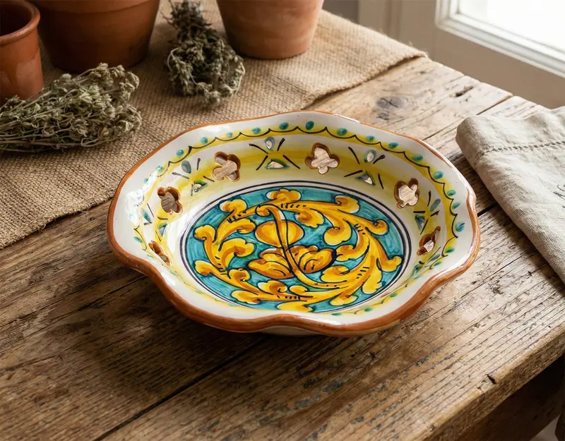 Ciotola grande in ceramica decorata a mano da ceramisti siciliani gianluca art 22