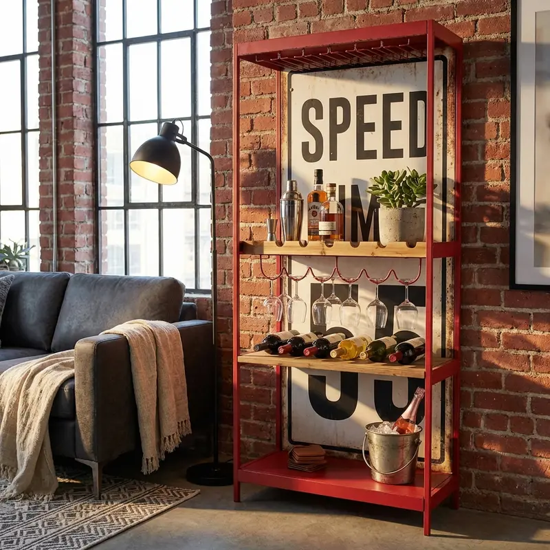 Cles - mobile da esterno in legno rosso bianco