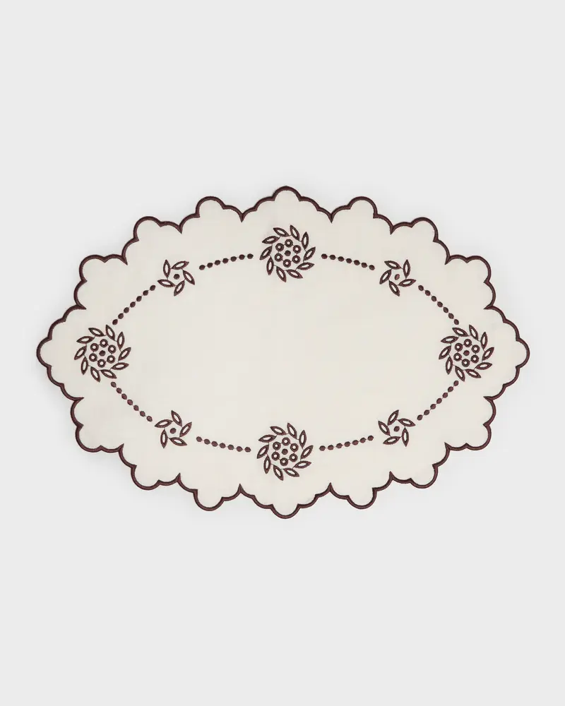 Coco Embroidered Oval Placemat