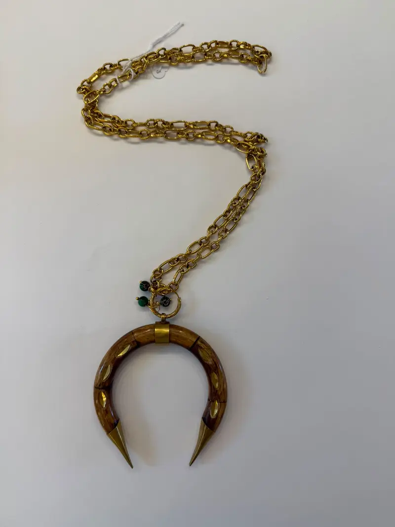 Collana corno moon legno
